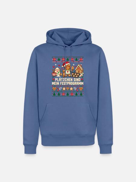 Plätzchen sind mein Festprogramm - Männer Premium Bio Hoodie - Taubenblau