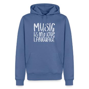 La musique est mon amour Langue 4 - Sweat à capuche Premium bio Homme - bleu pigeon - Devant - Nico (187cm)