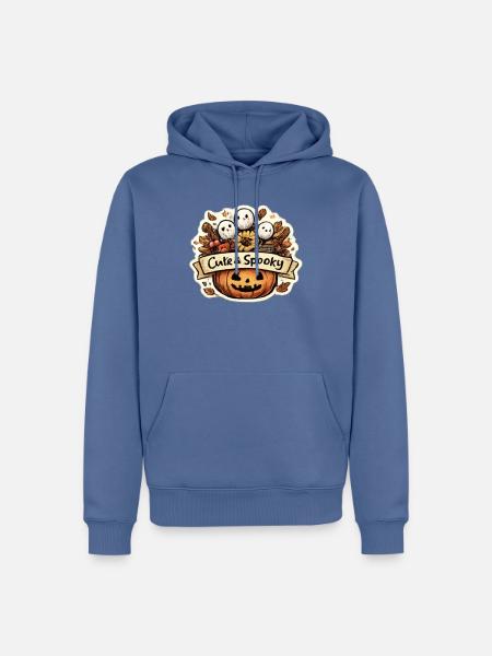 Cute & Spooky Kürbis-Design - Männer Premium Bio Hoodie - Taubenblau