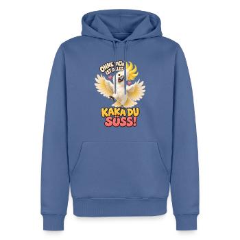 Kakadu Wortspiel Ohne dich – Liebe & Freundschaft - Männer Premium Bio Hoodie - Taubenblau - Vorne - Nico (187cm)