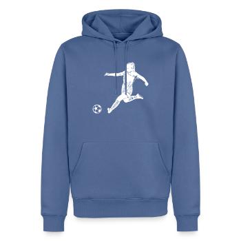 Fußball Frau Silhouette - Männer Premium Bio Hoodie - Taubenblau - Vorne - Nico (187cm)