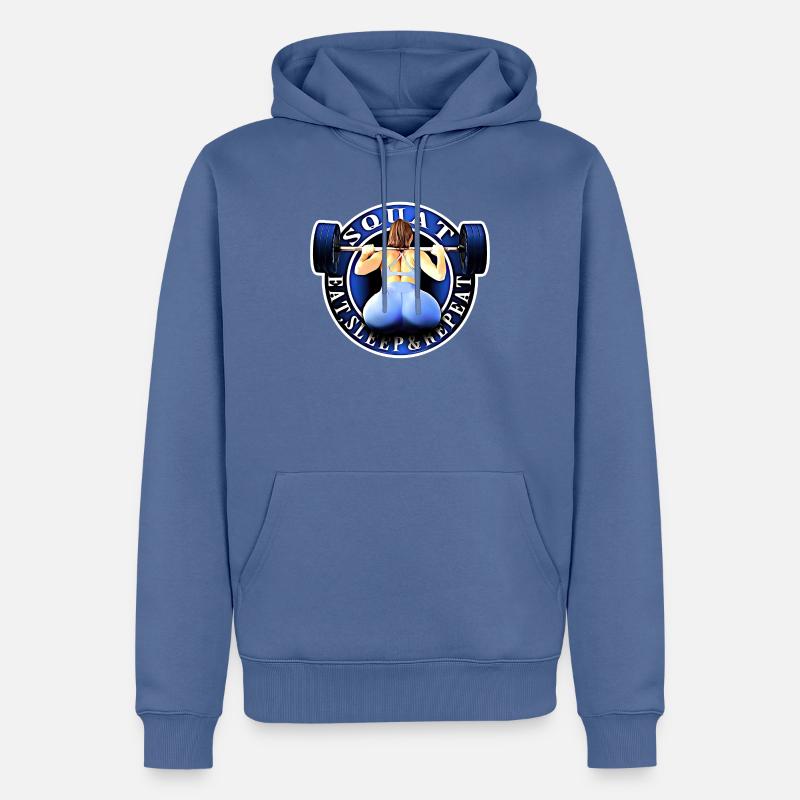 Squat, Eat, Sleep & Repeat. - Sweat à capuche Premium bio Homme - bleu pigeon