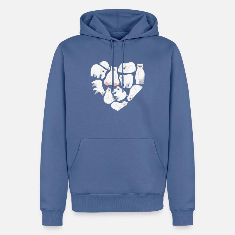 Herz Eisbär - Männer Premium Bio Hoodie - Taubenblau