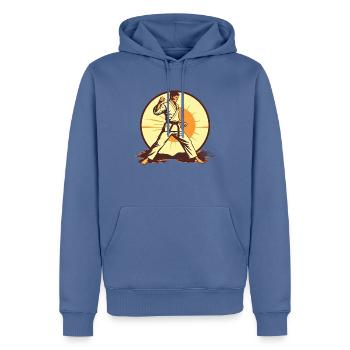 Power Up Your Karate - Men’s Premium Organic Hoodie - stone blue - Front - Nico (187cm)