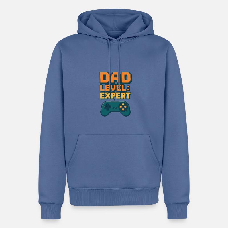 Dad Level: Expert – Controller - Männer Premium Bio Hoodie - Taubenblau