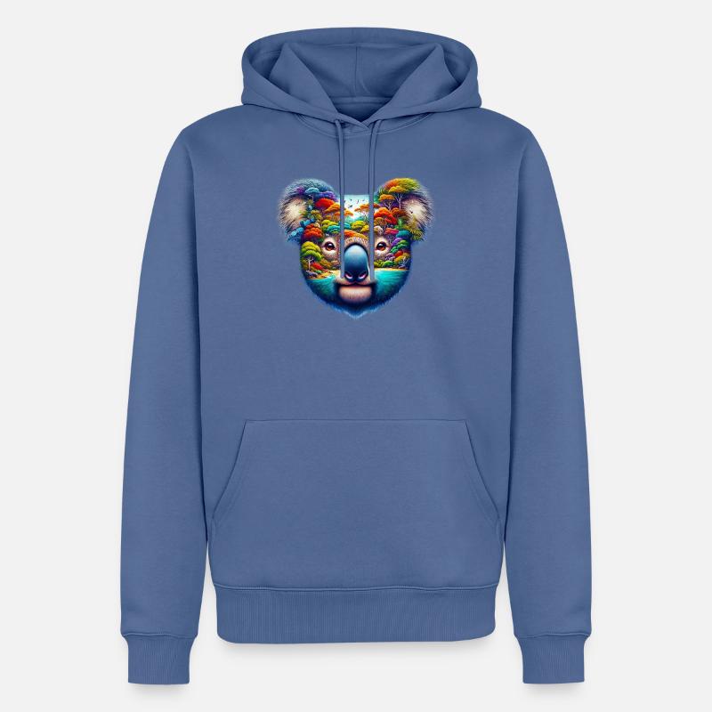 Koala - Sweat à capuche Premium bio Homme - bleu pigeon