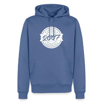 Limited Edition est 2007 - Männer Premium Bio Hoodie - Taubenblau - Vorne - Nico (187cm)
