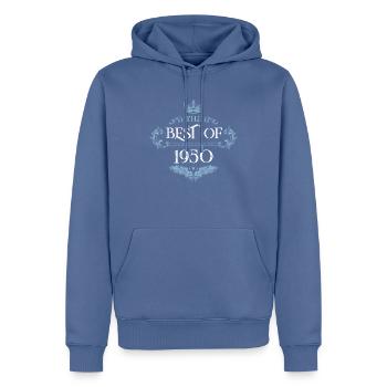 1950 best of - Sweat à capuche Premium bio Homme - bleu pigeon - Devant - Nico (187cm)