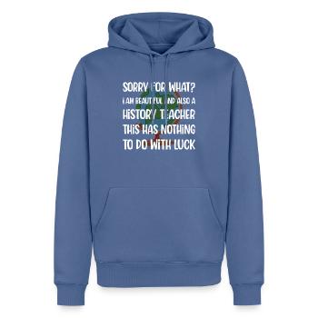 I am beautiful and also a History Teacher - Männer Premium Bio Hoodie - Taubenblau - Vorne - Nico (187cm)
