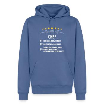 CHEF - Männer Premium Bio Hoodie - Taubenblau - Vorne - Nico (187cm)