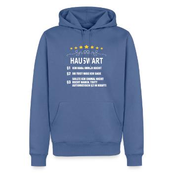 HAUSWART - Männer Premium Bio Hoodie - Taubenblau - Vorne - Nico (187cm)