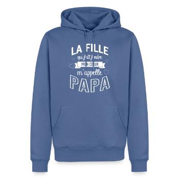 Fille Fondre Mon Coeur Heart - Männer Premium Bio Hoodie - Taubenblau - Vorne - Nico (187cm)