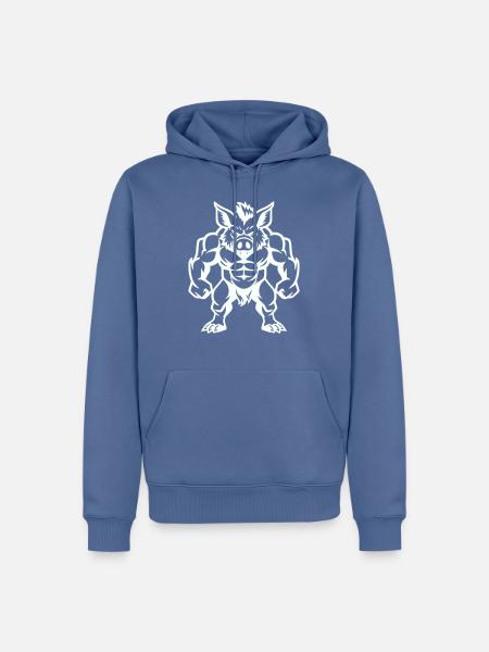 wildschwein comic - Männer Premium Bio Hoodie - Taubenblau