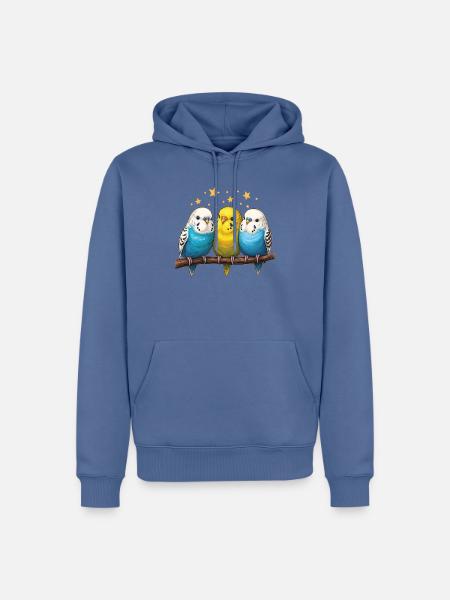 Wellensittiche Sterne - Männer Premium Bio Hoodie - Taubenblau