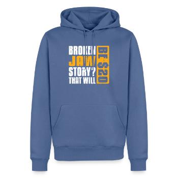 Broken Jaw Story That Will Be $20 - Männer Premium Bio Hoodie - Taubenblau - Vorne - Nico (187cm)