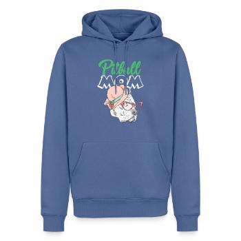 Pitbull Mama T-Shirt - Männer Premium Bio Hoodie - Taubenblau - Vorne - Nico (187cm)
