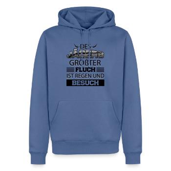 chasseur - Sweat à capuche Premium bio Homme - bleu pigeon - Devant - Nico (187cm)