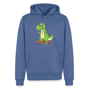 Dino Dinosaur Skateboard Planche À Roulettes T-Rex - Sweat à capuche Premium bio Homme - bleu pigeon - Devant - Nico (187cm)