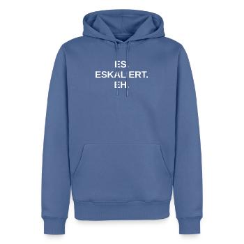 ES Eskaliert Eh - Männer Premium Bio Hoodie - Taubenblau - Vorne - Nico (187cm)