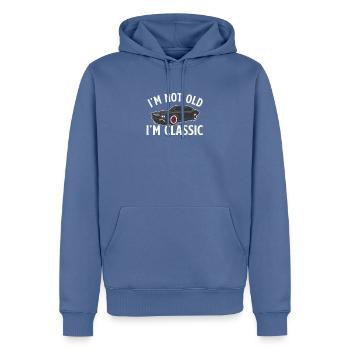 I'N NOT OLD I'M CLASSY - Männer Premium Bio Hoodie - Taubenblau - Vorne - Nico (187cm)
