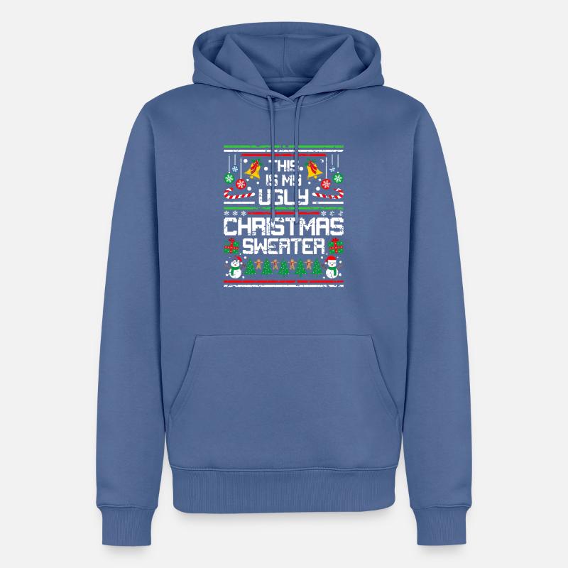 Pull de Noël laid Vintage Grunge - Sweat à capuche Premium bio Homme - bleu pigeon