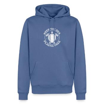 Gardez la mer sans plastique - Sweat à capuche Premium bio Homme - bleu pigeon - Devant - Nico (187cm)