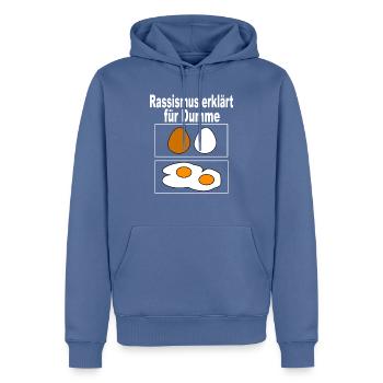 gegen rechts gegen rassismus veganer lustig spruch - Männer Premium Bio Hoodie - Taubenblau - Vorne - Nico (187cm)