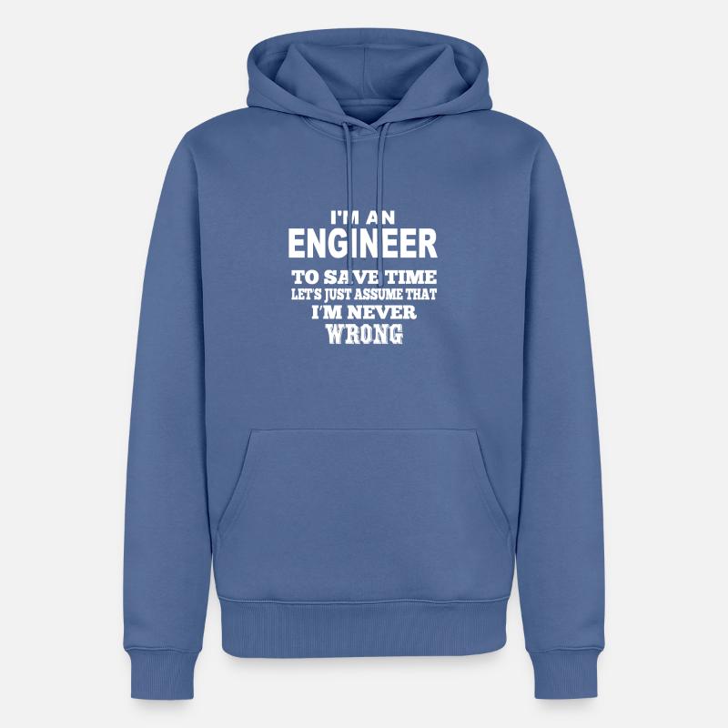 I'm an engineer White - Männer Premium Bio Hoodie - Taubenblau