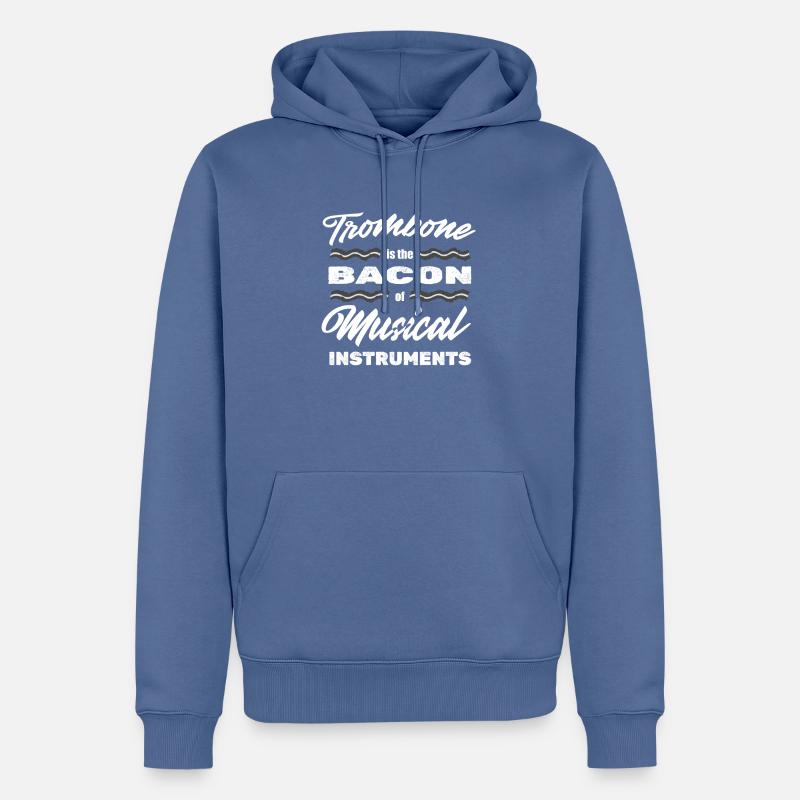 Trombone - Sweat à capuche Premium bio Homme - bleu pigeon