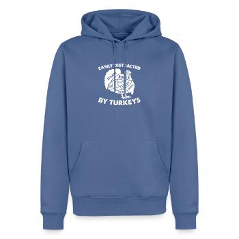 Easily Distracted By Turkeys - Truthahnjagd - Männer Premium Bio Hoodie - Taubenblau - Vorne - Nico (187cm)