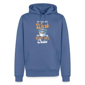 Cruise Ship Vacation My Head Says - Men’s Premium Organic Hoodie - stone blue - Front - Nico (187cm)