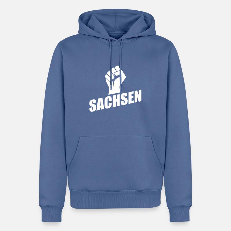 Sachsen Faust logo - Männer Premium Bio Hoodie - Taubenblau