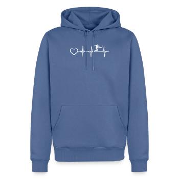 Soccer Heartbeat Heart Soccer Player Heartbeat - Men’s Premium Organic Hoodie - stone blue - Front - Nico (187cm)