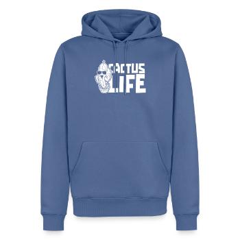 Jardin de cactus - Sweat à capuche Premium bio Homme - bleu pigeon - Devant - Nico (187cm)
