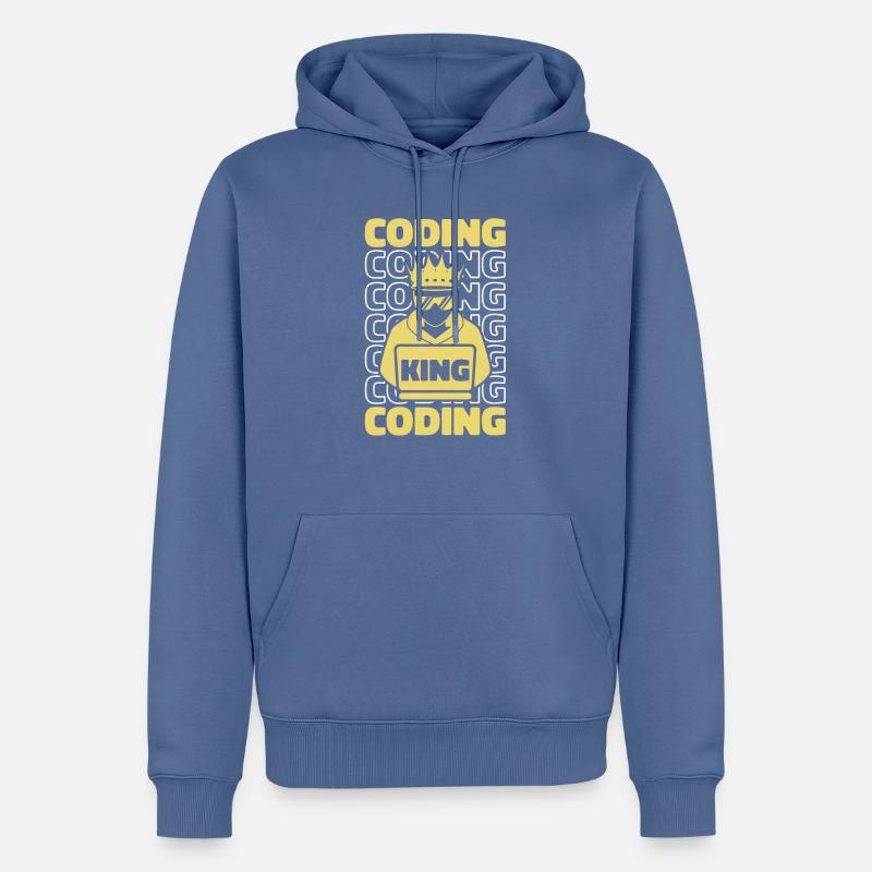 Developer Coder Programmer King - Men’s Premium Organic Hoodie - stone blue