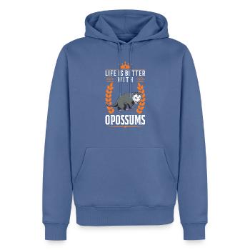 Das Leben ist besser mit Opossums Beutelratte - Männer Premium Bio Hoodie - Taubenblau - Vorne - Nico (187cm)