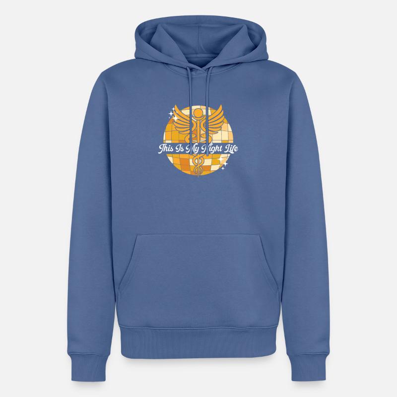 Infirmière Witzig - Sweat à capuche Premium bio Homme - bleu pigeon