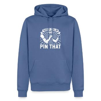 Keep Calm and Pin That - Arm Wrestling - Men’s Premium Organic Hoodie - stone blue - Front - Nico (187cm)