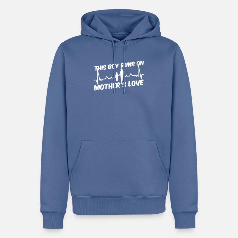 Maman Mère Garçon - Sweat à capuche Premium bio Homme - bleu pigeon
