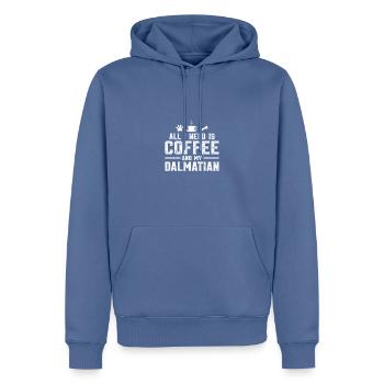 Tout ce dont j’ai besoin, c’est de café et de mon dalmatien - Sweat à capuche Premium bio Homme - bleu pigeon - Devant - Nico (187cm)