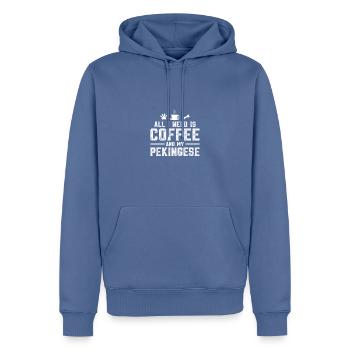 Tout ce dont j’ai besoin, c’est d’un café et de mon pékinois - Sweat à capuche Premium bio Homme - bleu pigeon - Devant - Nico (187cm)
