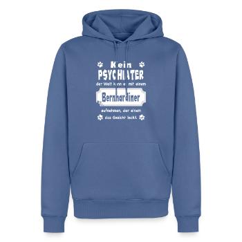 Kein Psychiater - Lustiger Spruch - Bernhardiner - Männer Premium Bio Hoodie - Taubenblau - Vorne - Nico (187cm)