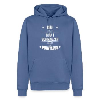 La vie est possible mais inutile - Giant Schnauzer - Sweat à capuche Premium bio Homme - bleu pigeon - Devant - Nico (187cm)