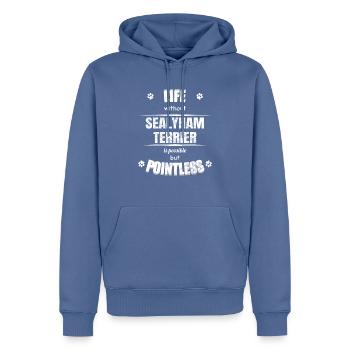 Life is possible but pointless - Sealyham Terrier - Men’s Premium Organic Hoodie - stone blue - Front - Nico (187cm)