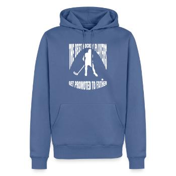 Hockey Feldhockey Hockeyspieler Geschenk Unihockey - Männer Premium Bio Hoodie - Taubenblau - Vorne - Nico (187cm)