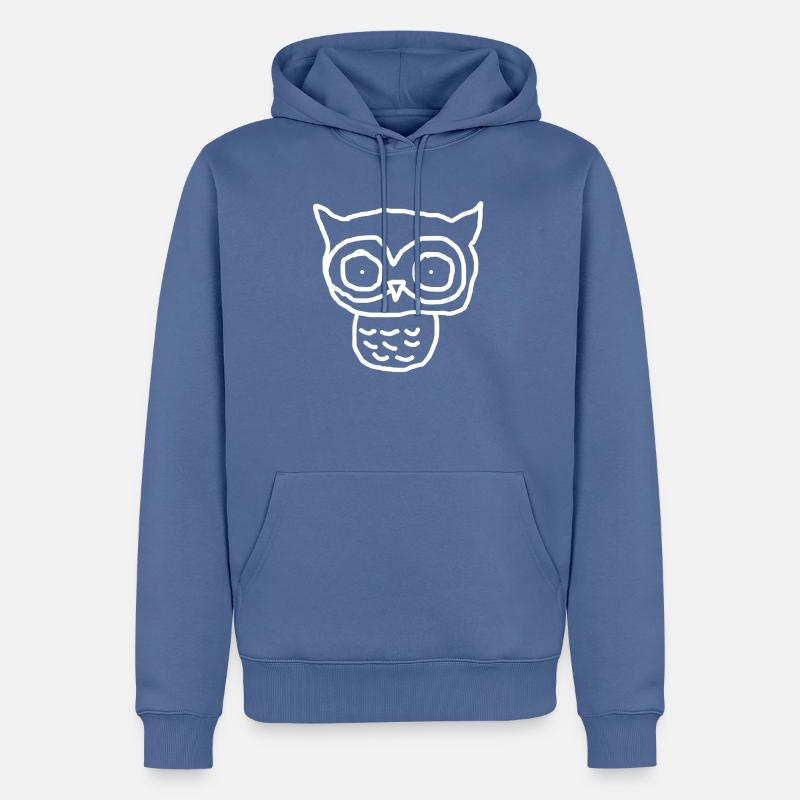 Eule - Männer Premium Bio Hoodie - Taubenblau