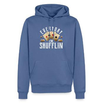 Poker - Sweat à capuche Premium bio Homme - bleu pigeon - Devant - Nico (187cm)
