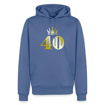 40 Zahl Krone Gold - Männer Premium Bio Hoodie - Taubenblau - Vorne - Nico (187cm)