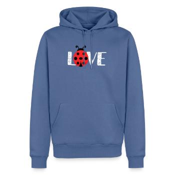Amour coccinelle amour insecte cadeau mignon rouge - Sweat à capuche Premium bio Homme - bleu pigeon - Devant - Nico (187cm)