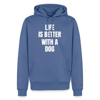 Chien Hund - Sweat à capuche Premium bio Homme - bleu pigeon - Devant - Nico (187cm)